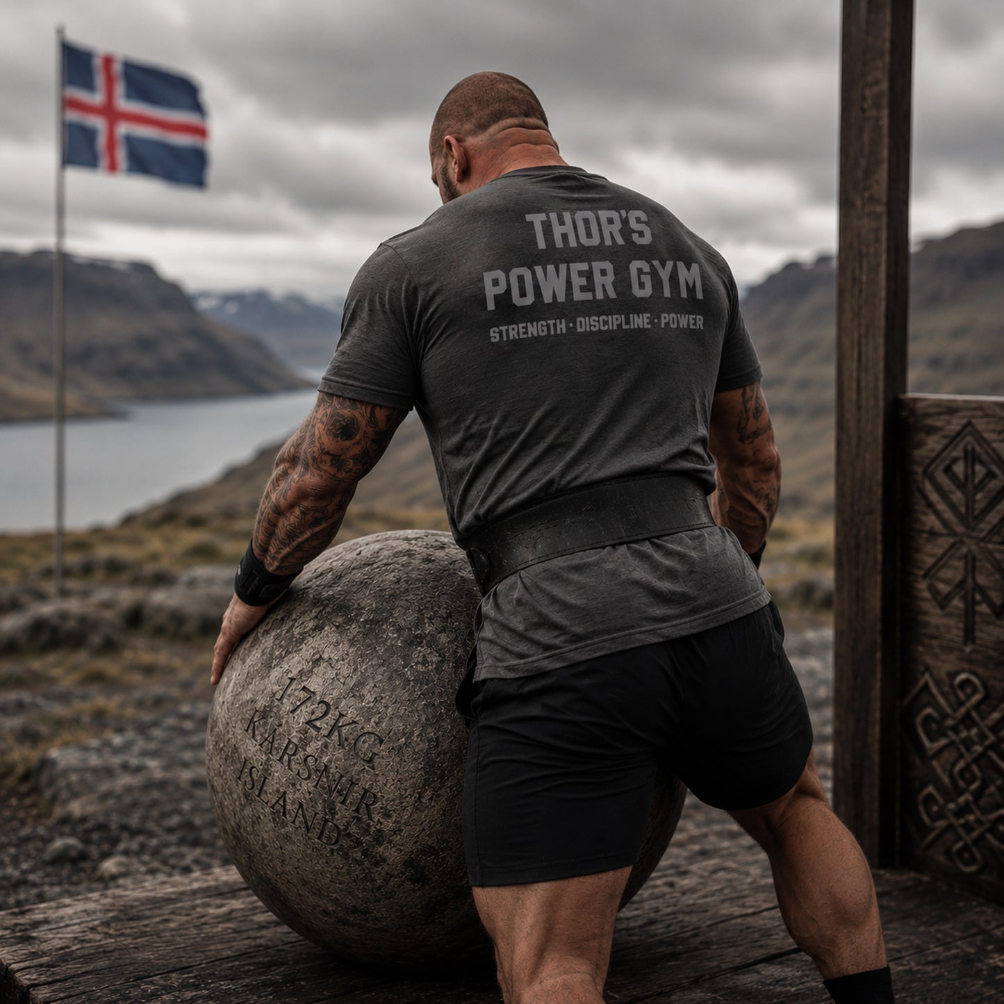 THOR'S Power Gym - on back - Heavyweight T-shirt