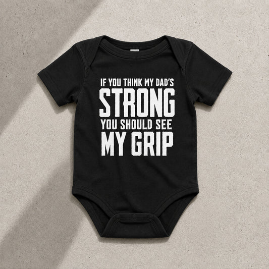 Dad Stronger My Grip - Thor Gym - Baby Onesie
